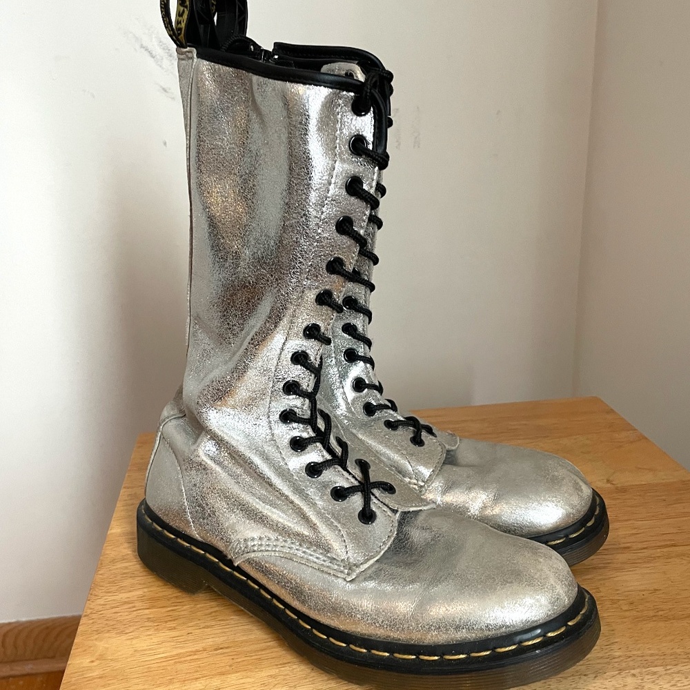 Dr. Martens 1B99 Silver 'Broken Promises' Boots UK9 W11 M10
